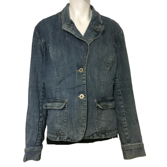 Contrast Jeans Size XL Blue Jacket - Picture 4 of 14